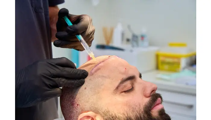 Modern hair transplant clinic interior with consultation area and advanced surgical equipment in Istanbul