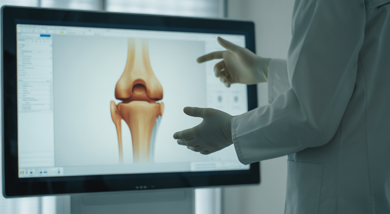 Robotic arm assisting in knee replacement surgery