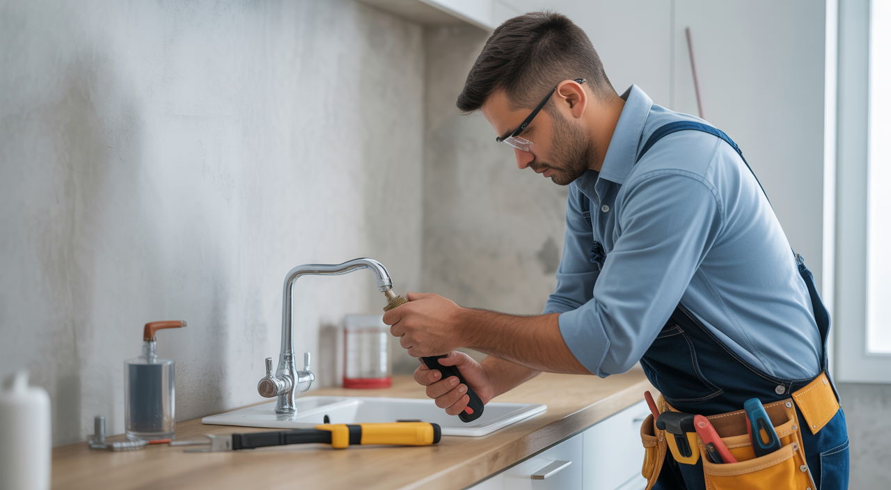 Professional handyman in Atlanta repairing a residential property